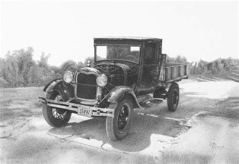 Old Truck, Truck Drawing, Old Truck Art Print, 1928 Model AA Ford Truck ...