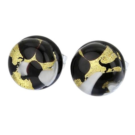 Glassofvenice Murano Glass Venetian Reflections Round Stud Earrings