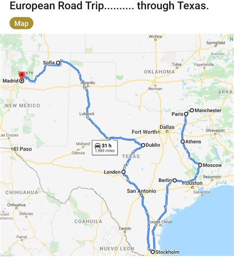 European road trip in Texas : r/roadtrip