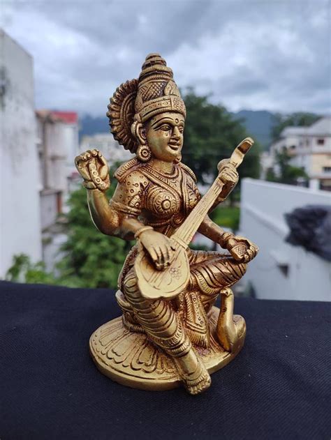 Saraswati Statue Small Saraswati Statue Brass for Decor - Etsy