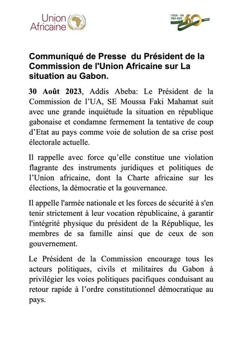 Gabon lUA condamne une tentative de coup dEtat Wakat Séra