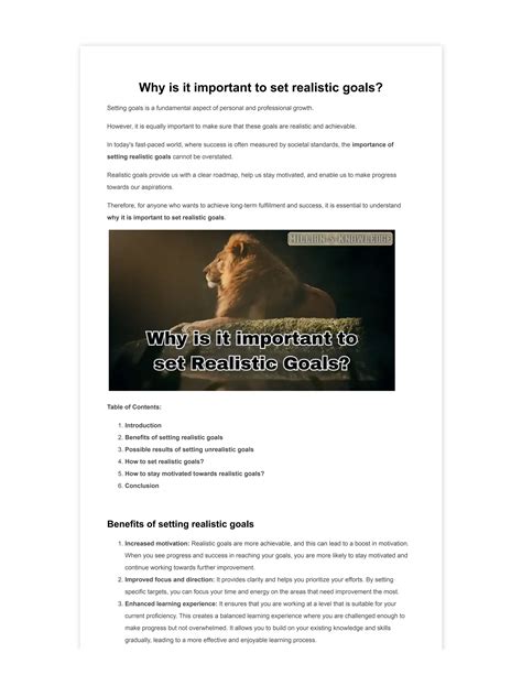 Why Is It Important To Set Realistic Goals Pdf