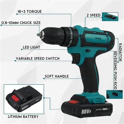 Gisam 88v Rotary Hammer Drill Cordless Impact Drill 25 3 Torque Electric Screwdriver Drill Power