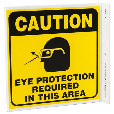 Caution Eye Protection Required In This Area Wall Projecting L Sign W Icon