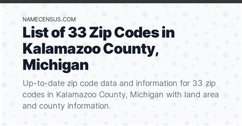 Kalamazoo County Zip Codes | List of 33 Zip Codes in Kalamazoo County, Michigan