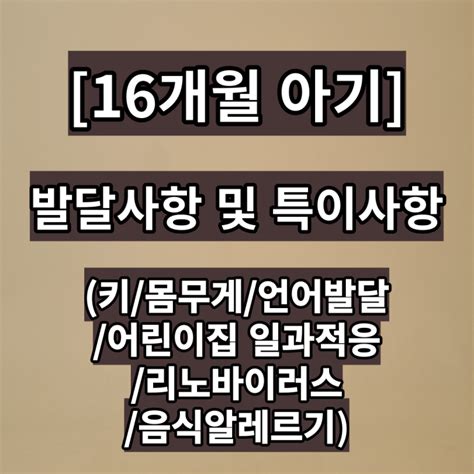 16개월 아기 발달사항 및 특이사항 키몸무게언어발달어린이집일과적응리노바이러스음식알레르기 네이버 블로그