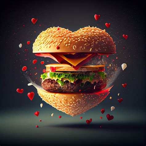 Heart Shaped Burger Stock Illustration Illustration Of Ketchup