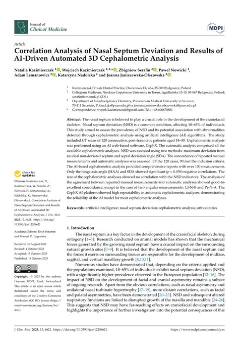 PDF Clinical Medicine Correlation Analysis Of Nasal Septum Deviation