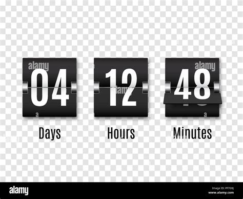 Black Countdown Timer With White Numbers Isolated On Transparent