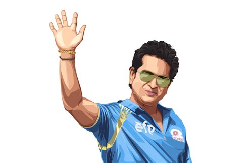 Cartoon Illustration Of Indian Cricketer Sachin Tendulkar Rare