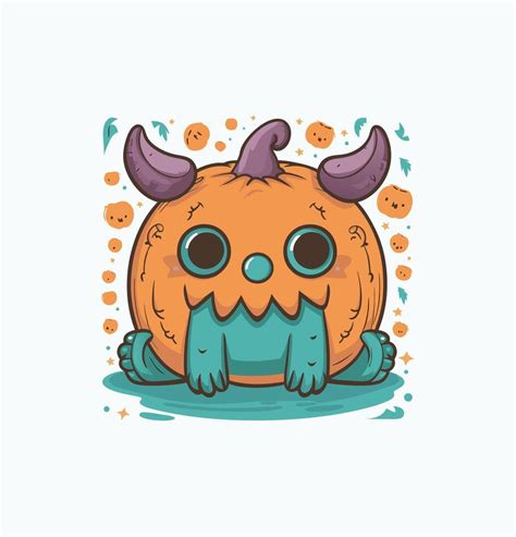 Halloween Monster Printable Stickers Clipart Illustration Set 47555616