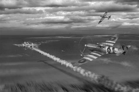 F L I G H T A R T W O R K S | Normandy Spitfire attack art prints and canvas prints