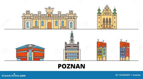 Illustration För Polen Poznan Plan Gränsmärkevektor Polen Poznan Linje