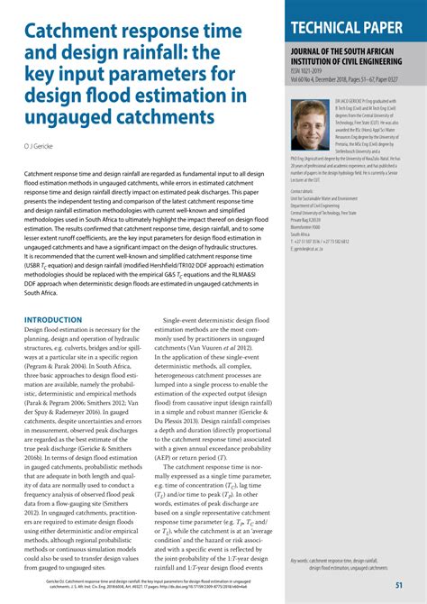 Pdf Catchment Response Time And Design Rainfall The Key Input