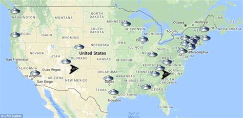 Interactive map reveals the locations of UFO sightings | Daily Mail Online