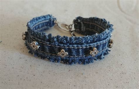 Upcycled Frayed Denim Bracelet