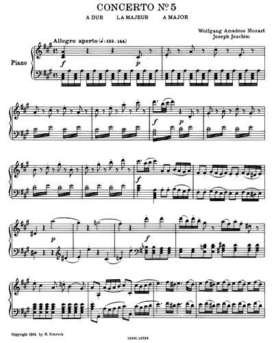 Violin Concerto No In A Major K Sheet Music By Wolfgang