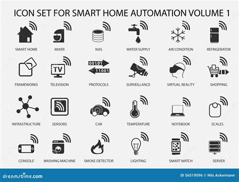 Smart Home Automation Icon Set In Flat Design Stock Vector