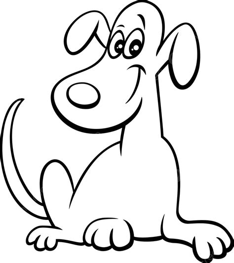 Cartoon Funny Dog Character Color Book Page Animal Playful Nose Vector ...