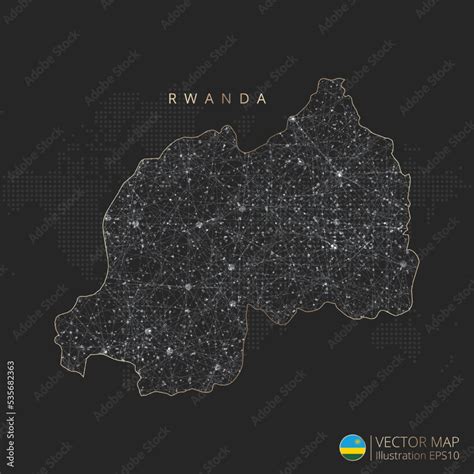 Rwanda Vector Map Abstract Geometric Mesh Polygonal Light Concept With