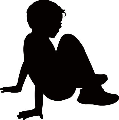 A Boy Sitting Silhouette Vector Stock Illustration - Download Image Now ...