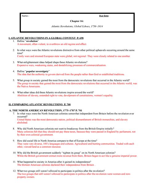 Strayer Chapter Answer Key I Atlantic Revolutions In A Global