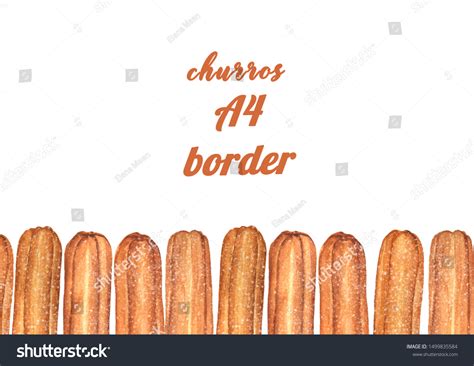 Churros Horizontal A4 A5 Border Watercolor 库存插图 1499835584 Shutterstock