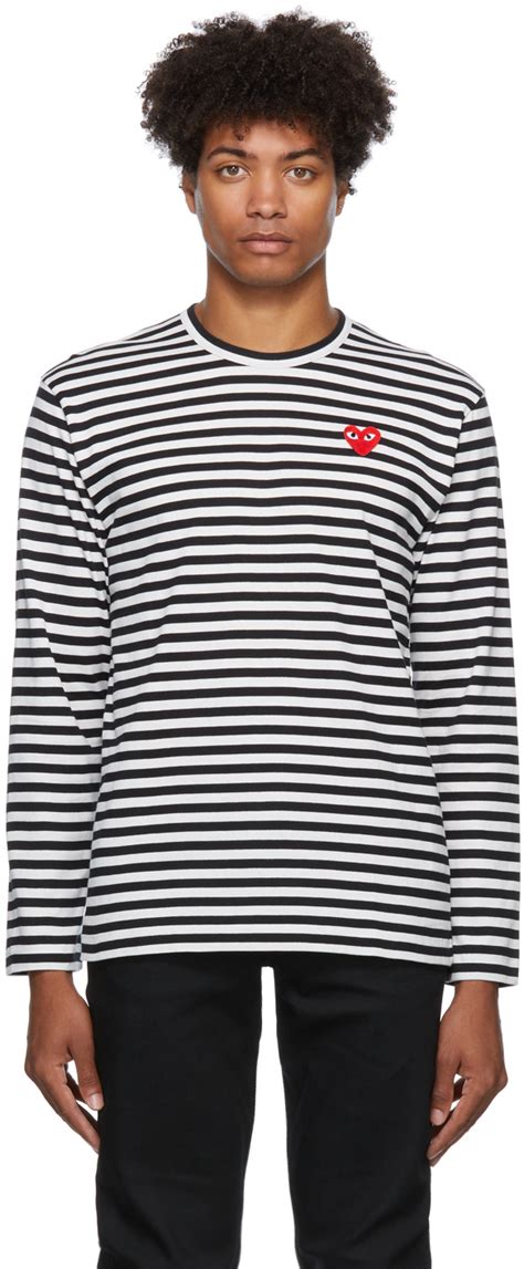 Comme Des Garçons Play Striped Long Sleeve T Shirt Ssense