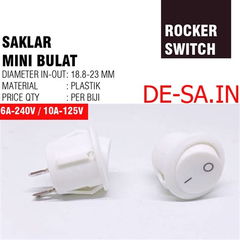 Jual SAKLAR MINI BULAT PUTIH 2 PIN WHITE ROCKER SWITCH FOR FURNITURE