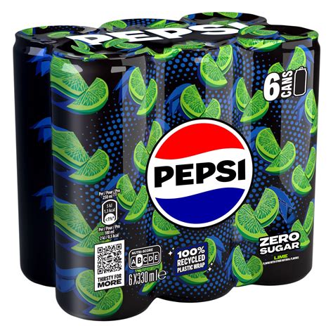 Buy Pepsi Zero Lime Carbonated Soft Drink Cans 6x330ml Online In