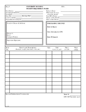 Fillable Online Housing Uark Student Purchase Requisition Form