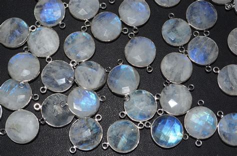 Rainbow Moonstone Connector Rainbow Moonstone Mm Round Coin Faceted