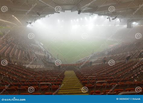 Stadium in the fog. editorial photography. Image of europe - 34204347