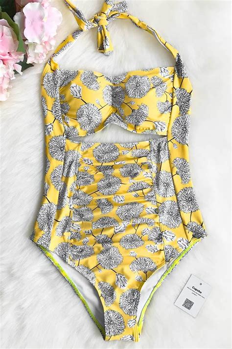 Cupshe Dandelion Love Print One Piece Swimsuit