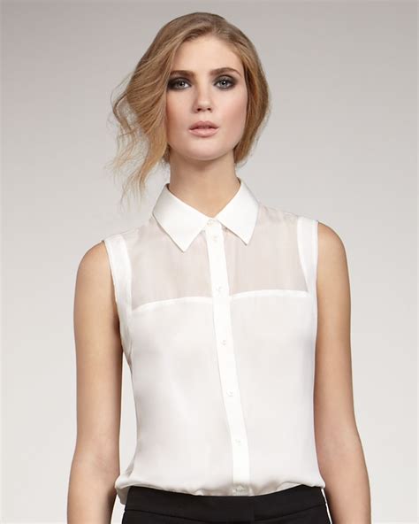 Rachel Zoe Geri Sleeveless Blouse In White Lyst