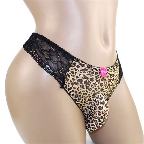 Sexy Men Lace Leopard Bikini Briefs Knickers Underwear Sissy Pouch