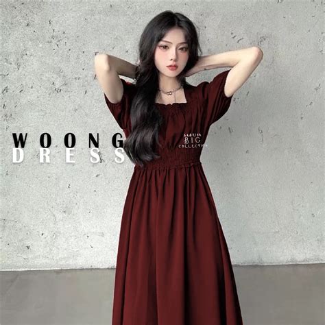 Jual WOONG MIDI DRESS KOREAN VINTAGE KOREA MIDI Dres Sabrina Irise