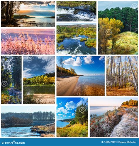 Collage De Las Fotos De La Naturaleza De La Estaci N Del Oto O Foto De