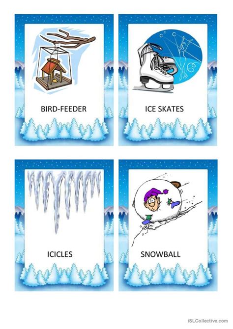 Winter Flashcards Vocabulary Flashca English Esl Worksheets Pdf And Doc