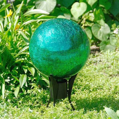 Achla Crackle Glass Gazing Globe Emerald Green 12