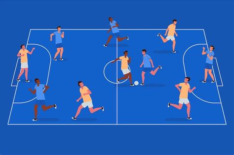 Free Vector Futsal Field With Players Illustration