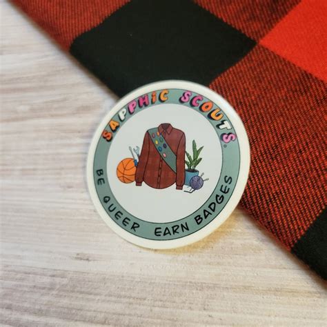 Sapphic Scouts Logo Sticker Round Etsy