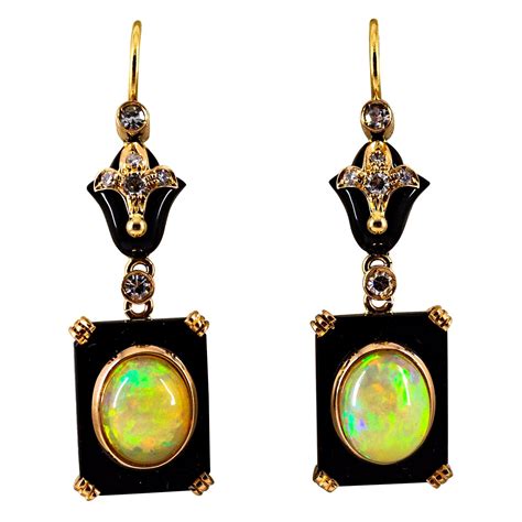 Stambolian Pink Opal Diamond Gold Drop Earrings For Sale At 1stdibs