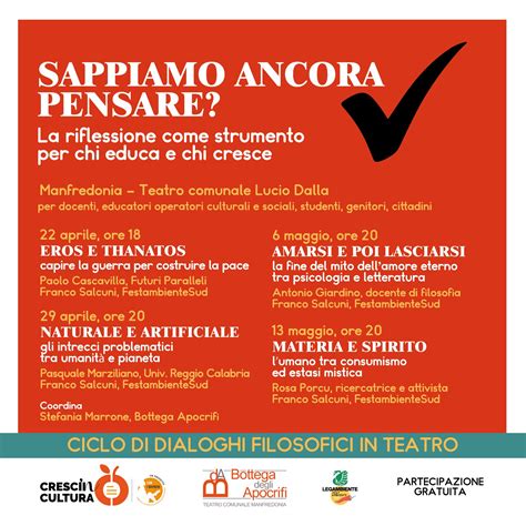 Al Via Un Ciclo Di Dialoghi Filosofici Al Teatro Lucio Dalla Di