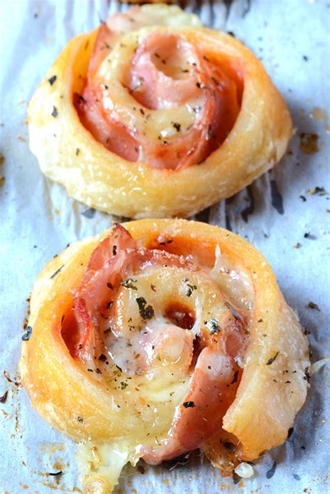 Ham And Cheese Rolls Ham And Cheese Pizza Bites Appetizer Recipe