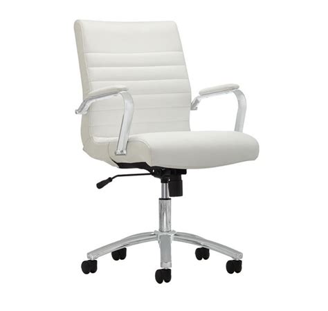 Office Chair - White Leather Contemporary – 110 tradeshow