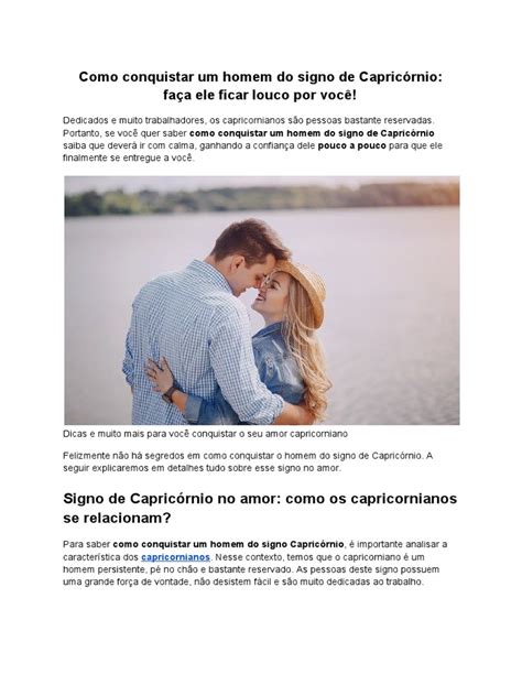 Como Conquistar Um Homem Do Signo De Capricórnio Conquiste O