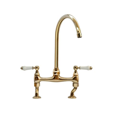 Enki Kt066 Traditional Lever Bridge Kitchen Sink Mixer Tap English Gold