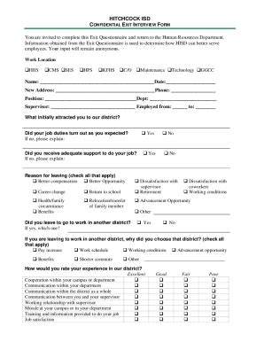 Fillable Online Exit Interviews Form Town Of Wayland Fax Email Print