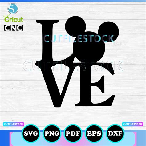 Love Mickey Mouse Svg Png Eps Love Mouse Svg Silhouette Cricut